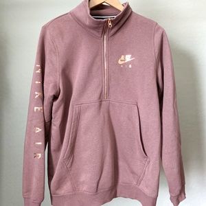 Nike Air 1/4 Zip Sweatshirt Top Mauve Rose Gold M